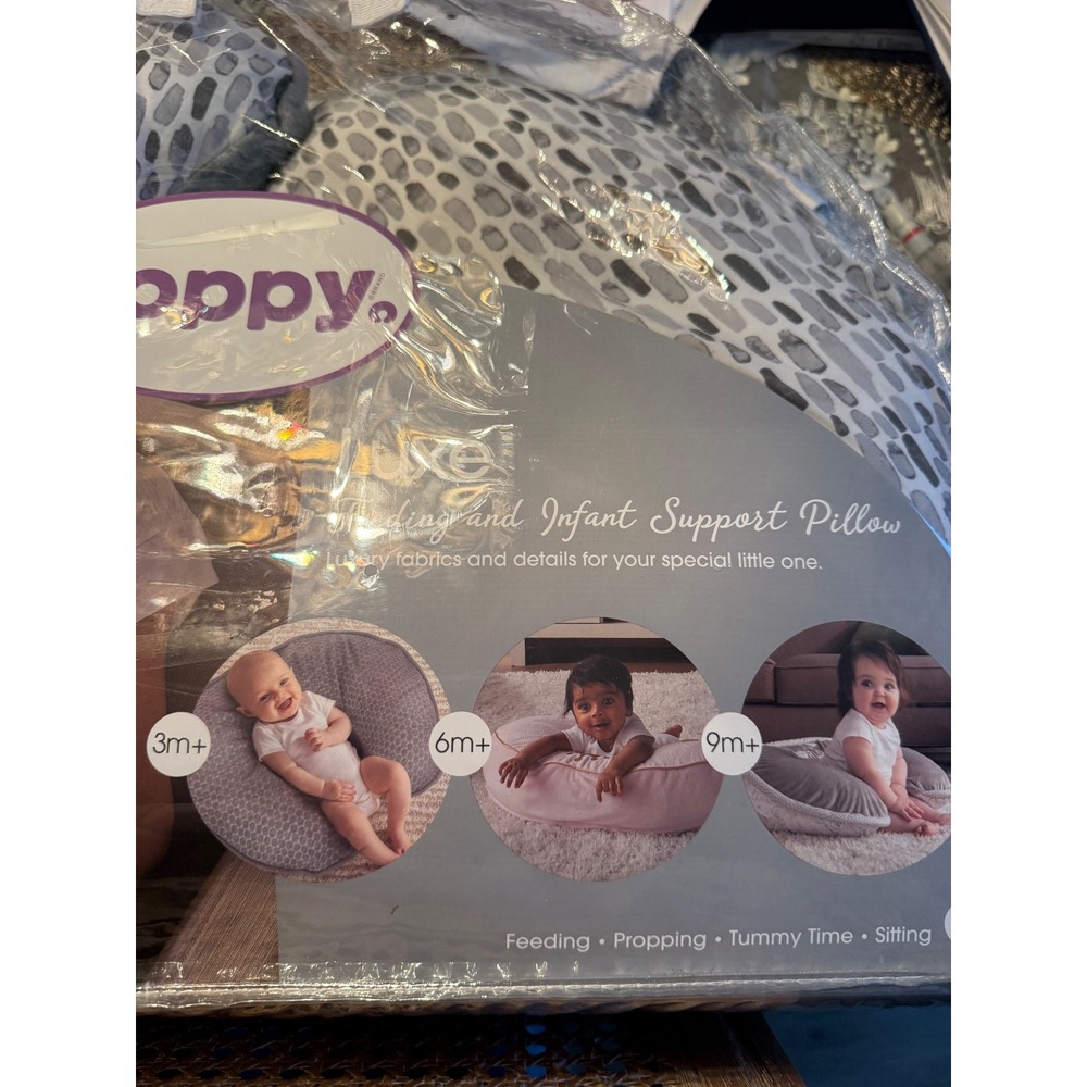 Boppy Luxe Feeding and Infant Support Pillow Gray Brushstroke Texture